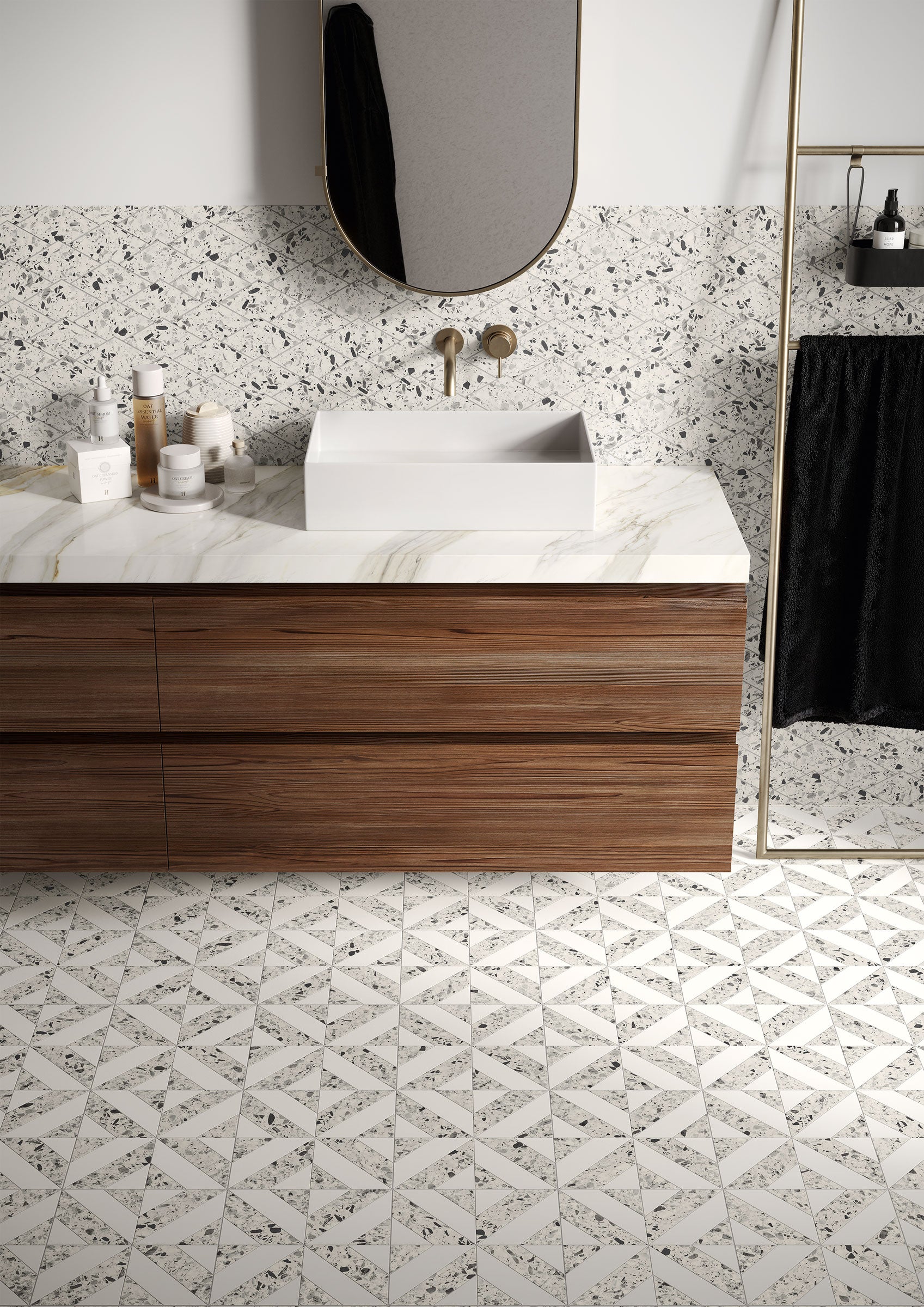 Terrazzo Allure™ 12x12 Matte Iconic Deco Porcelain Tile in Dalmatian