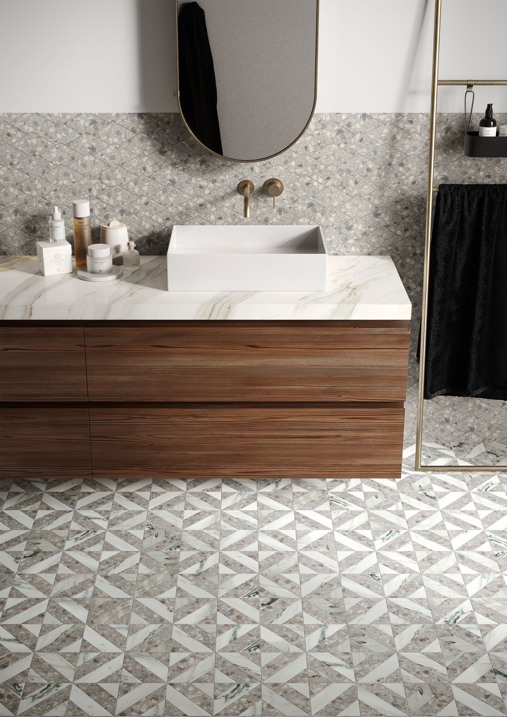 Terrazzo Allure™ 12x12 Matte Iconic Deco Porcelain Tile in Stonehenge