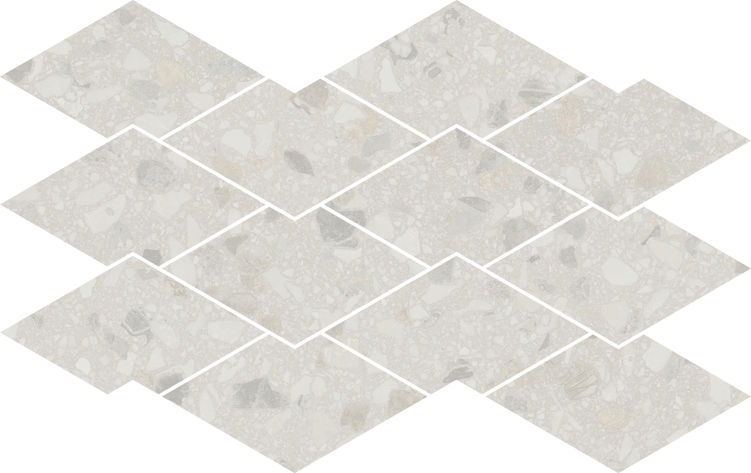 Terrazzo Allure™ 10.5x17 Matte Diamond Deco Porcelain Tile in Snow
