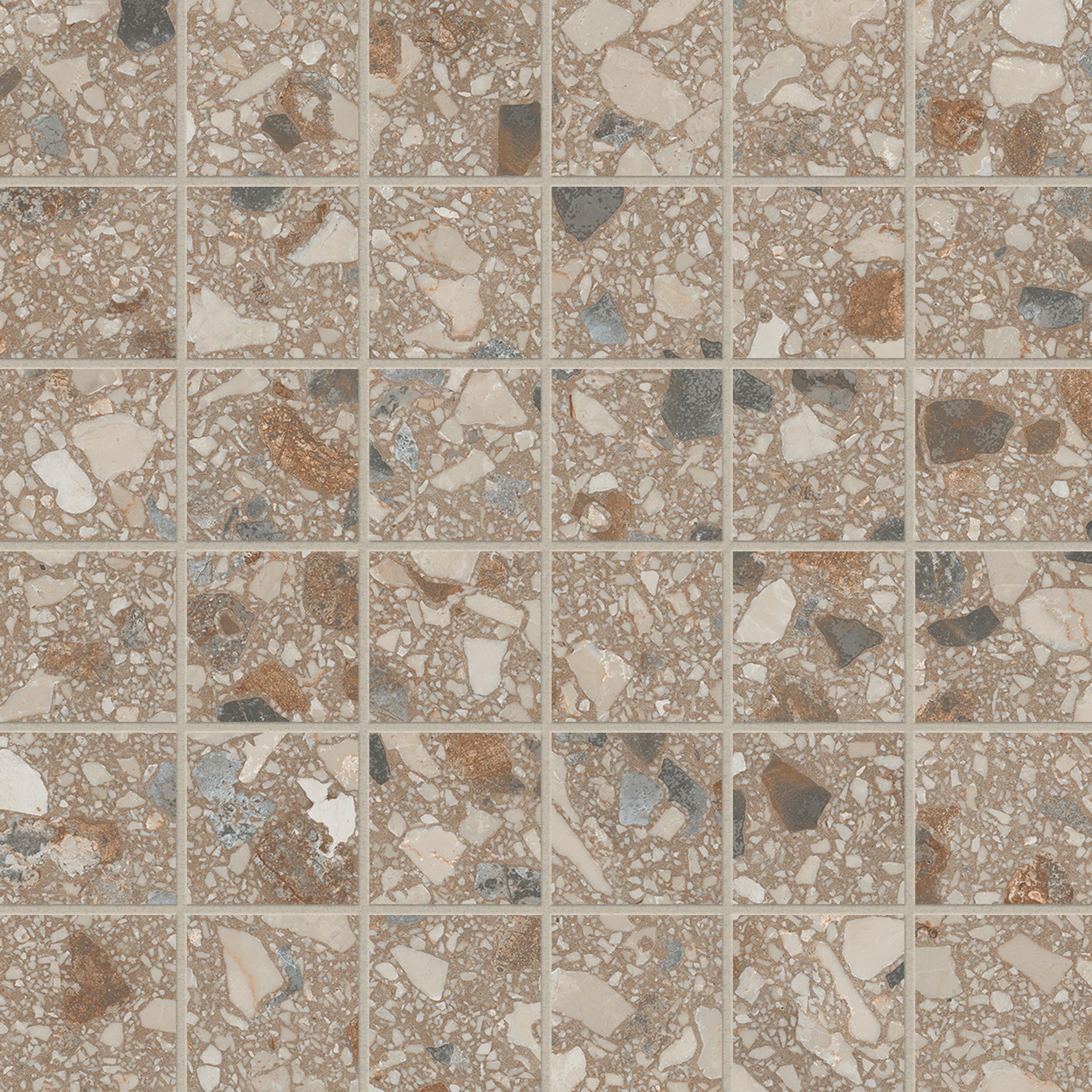 Terrazzo Allure™ 2x2 Matte Porcelain Mesh Mosaic Tile in Tortoise