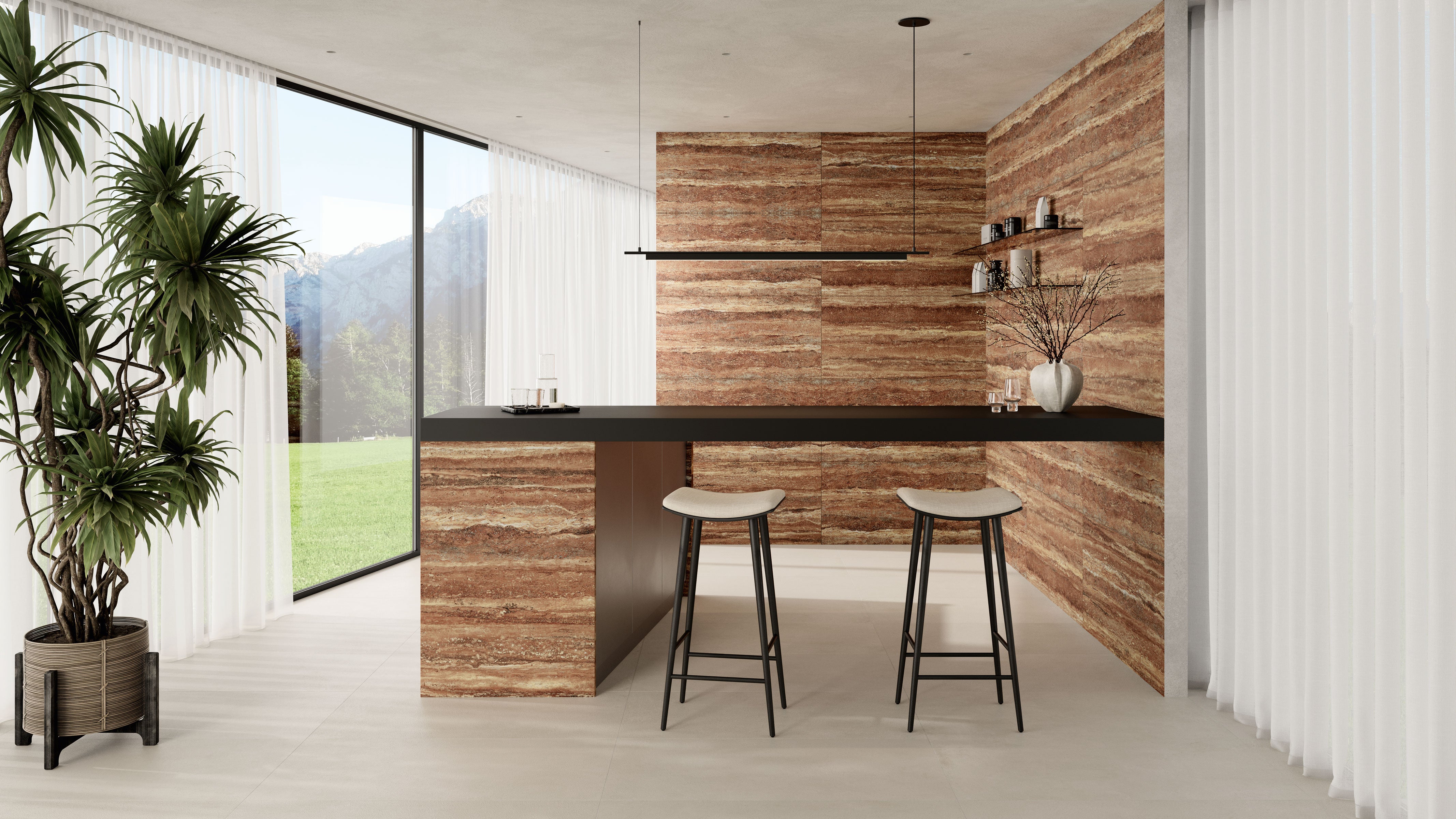 Travertine 24x48 Chiseled Porcelain Tile in Bold