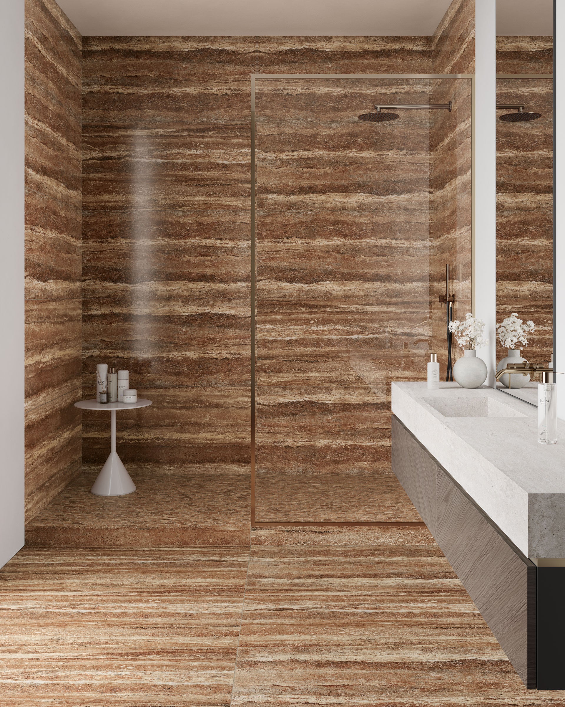 Travertine 24x48 Polished Porcelain Tile in Bold