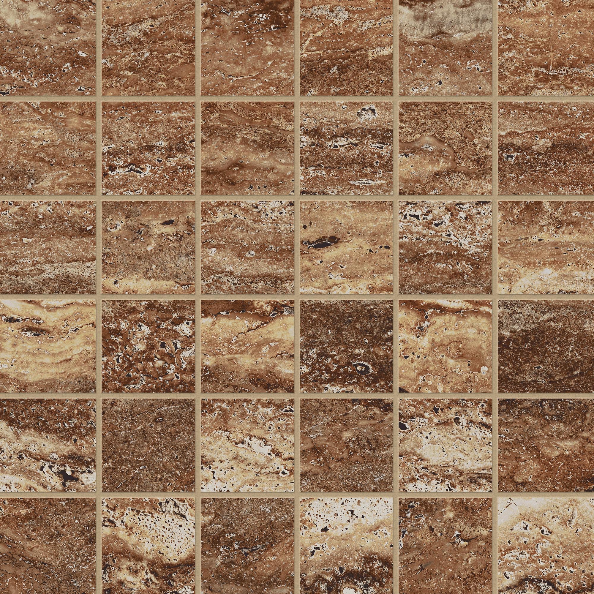 Travertine 2x2 Polished Porcelain Mesh Mosaic Tile in Bold