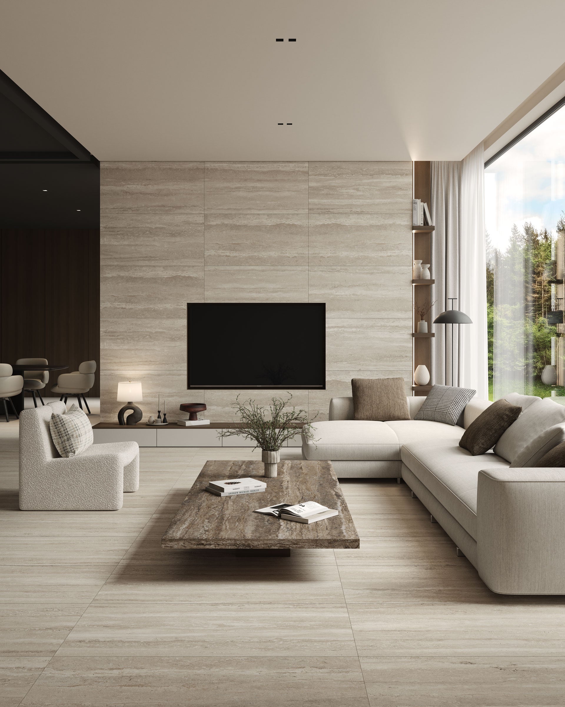 Travertine 24x48 Matte Porcelain Tile in Navona
