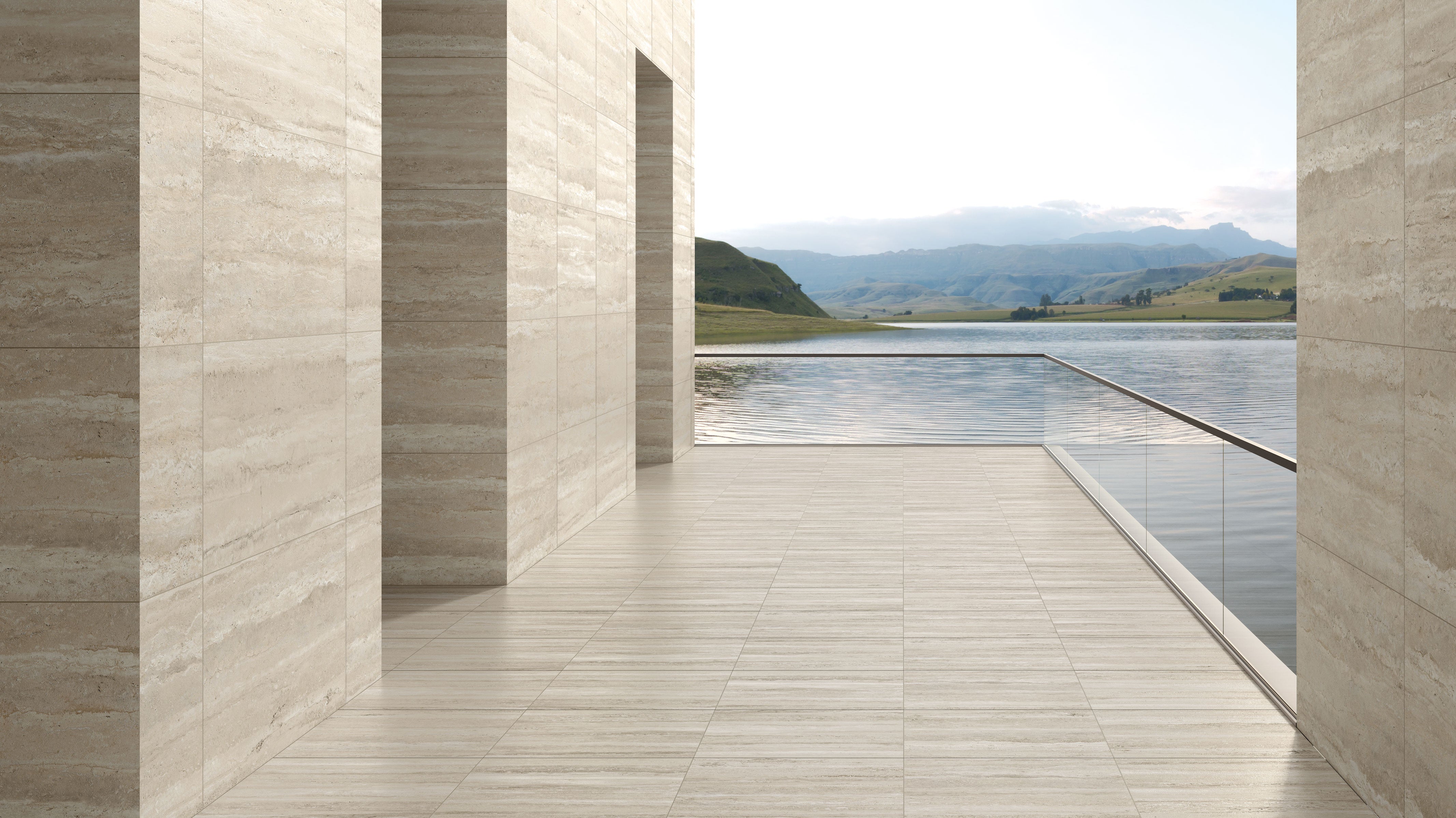 Travertine 24x24 Grip Porcelain 2CM Paver in Navona
