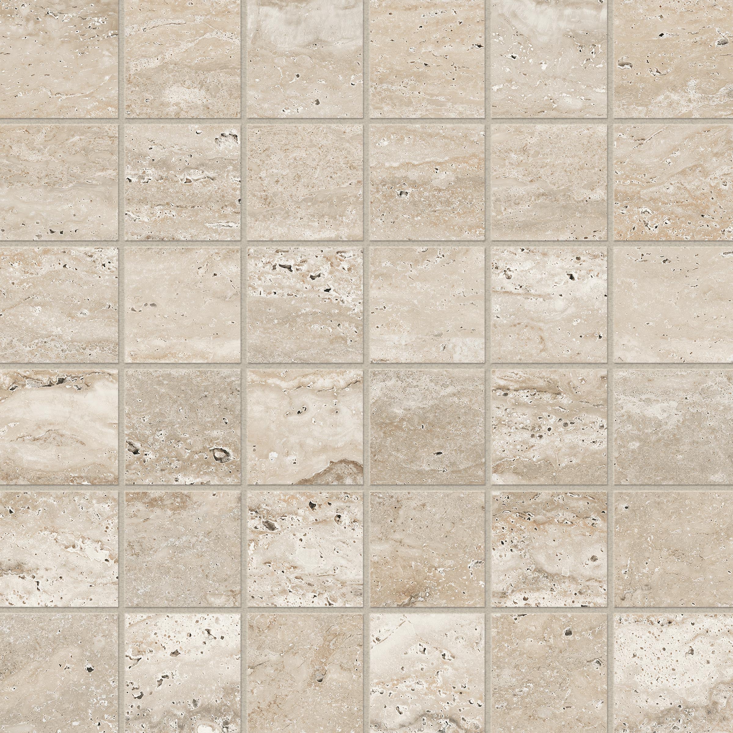 Travertine 2x2 Matte Porcelain Mesh Mosaic Tile in Navona