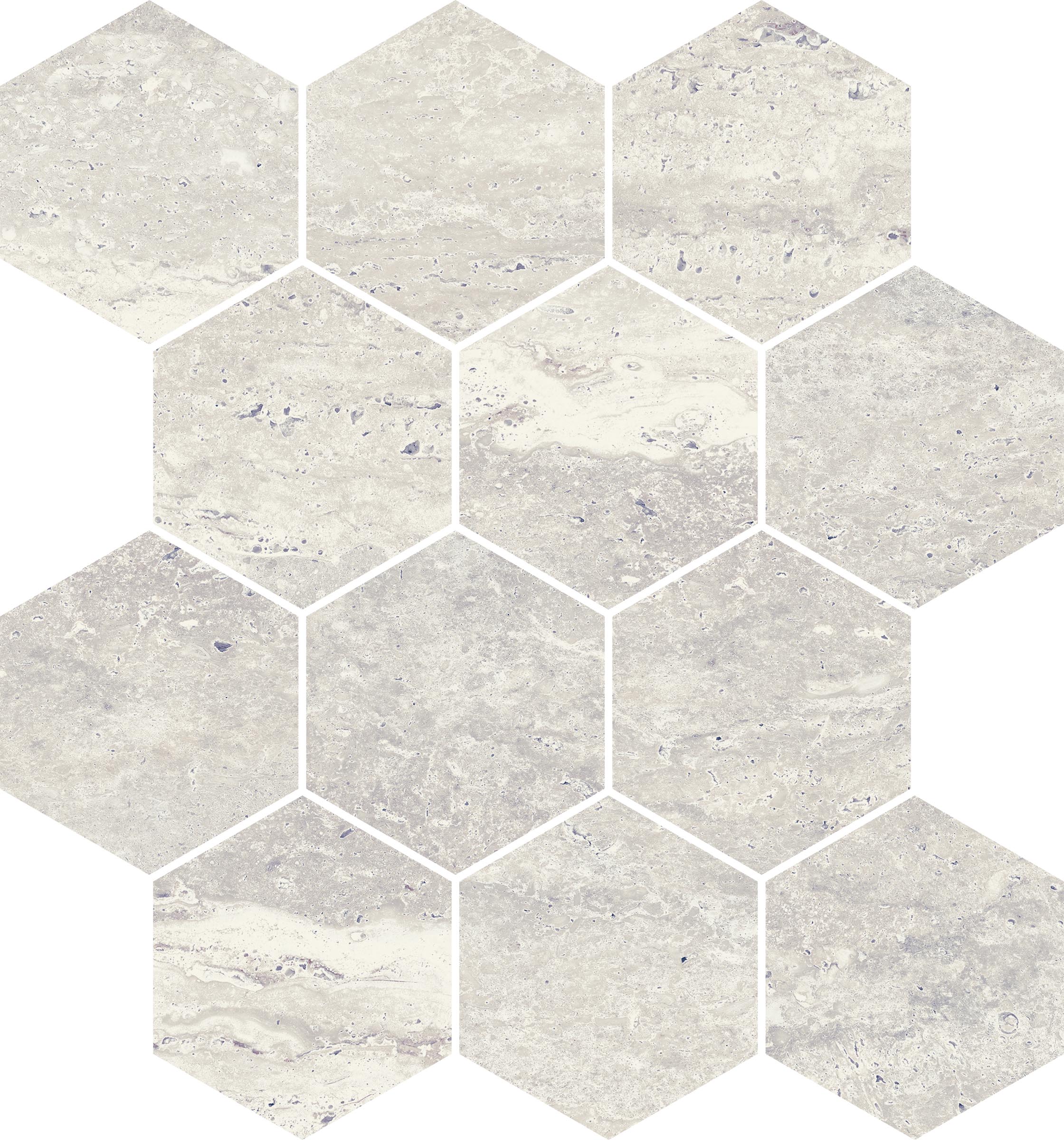 Travertine 3x3 Matte Porcelain Hexagon Mesh Mosaic Tile in Roman