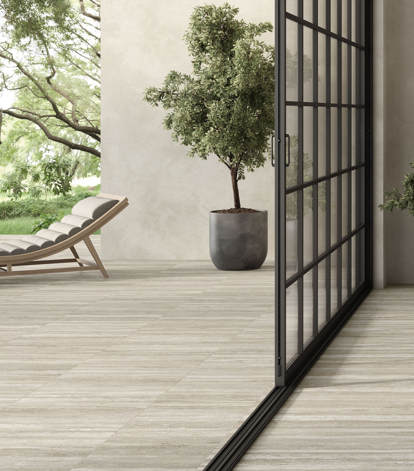 Travertine 24x24 Grip Porcelain 2CM Paver in Silver