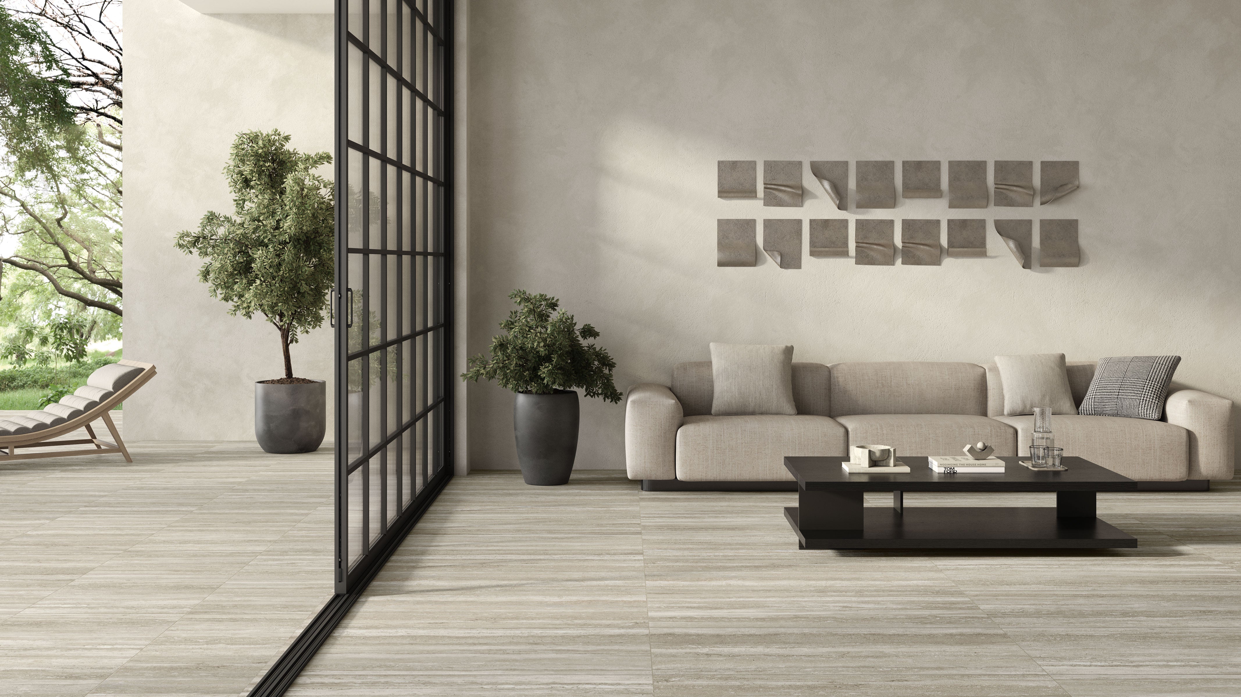 Travertine 24x24 Grip Porcelain 2CM Paver in Silver