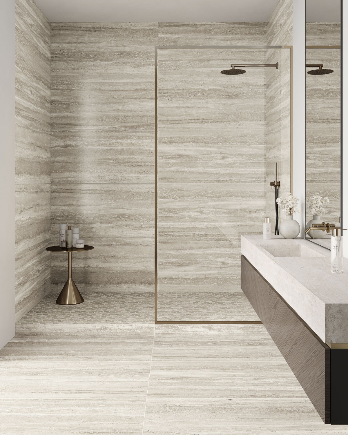 Travertine 3x3 Matte Porcelain Hexagon Mesh Mosaic Tile in Silver ...