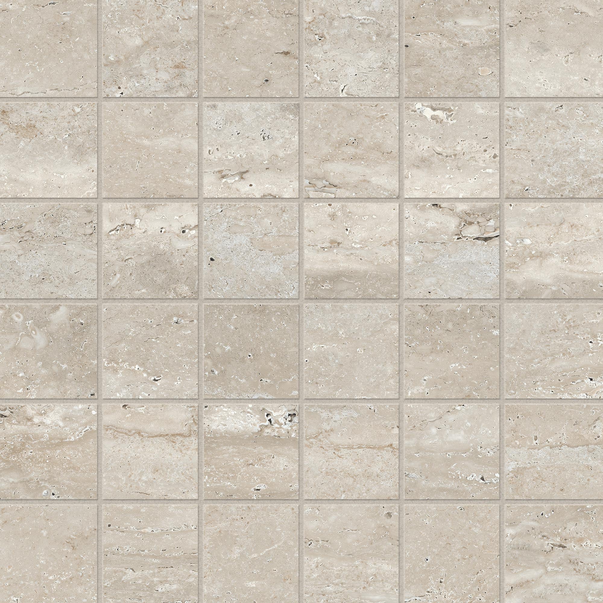 Travertine 2x2 Matte Porcelain Mesh Mosaic Tile in Silver