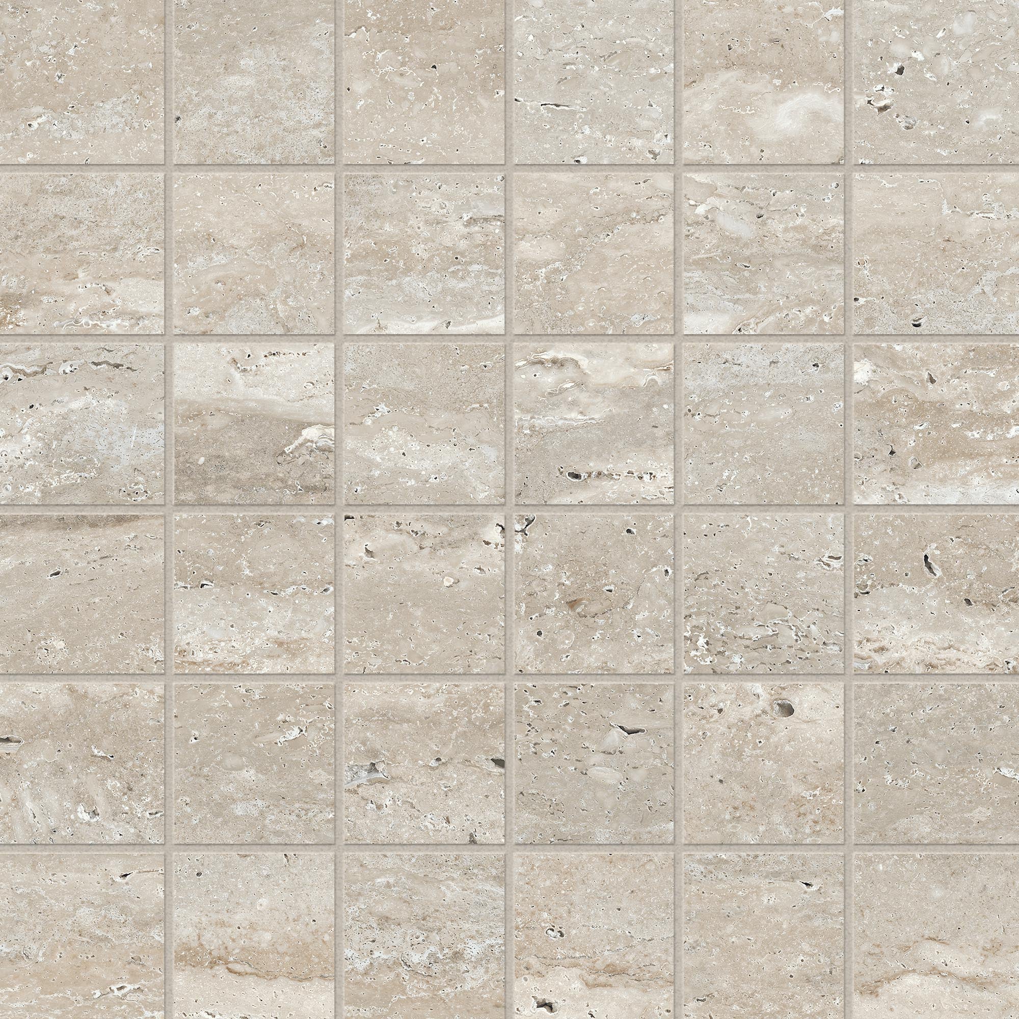 Travertine 2x2 Matte Porcelain Mesh Mosaic Tile in Silver