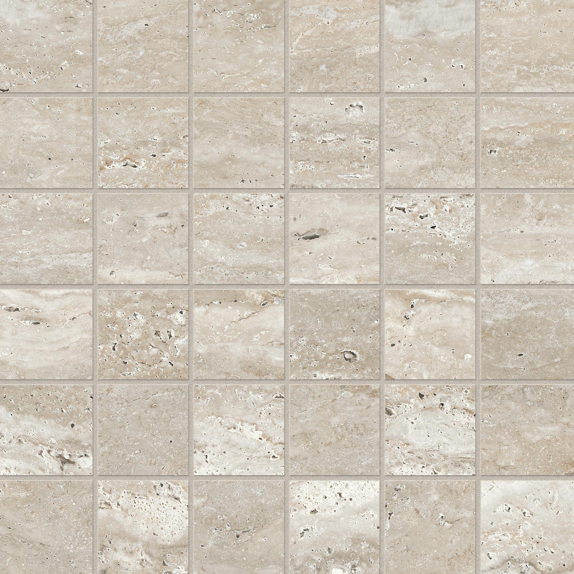 Travertine 2x2 Matte Porcelain Mesh Mosaic Tile in Silver