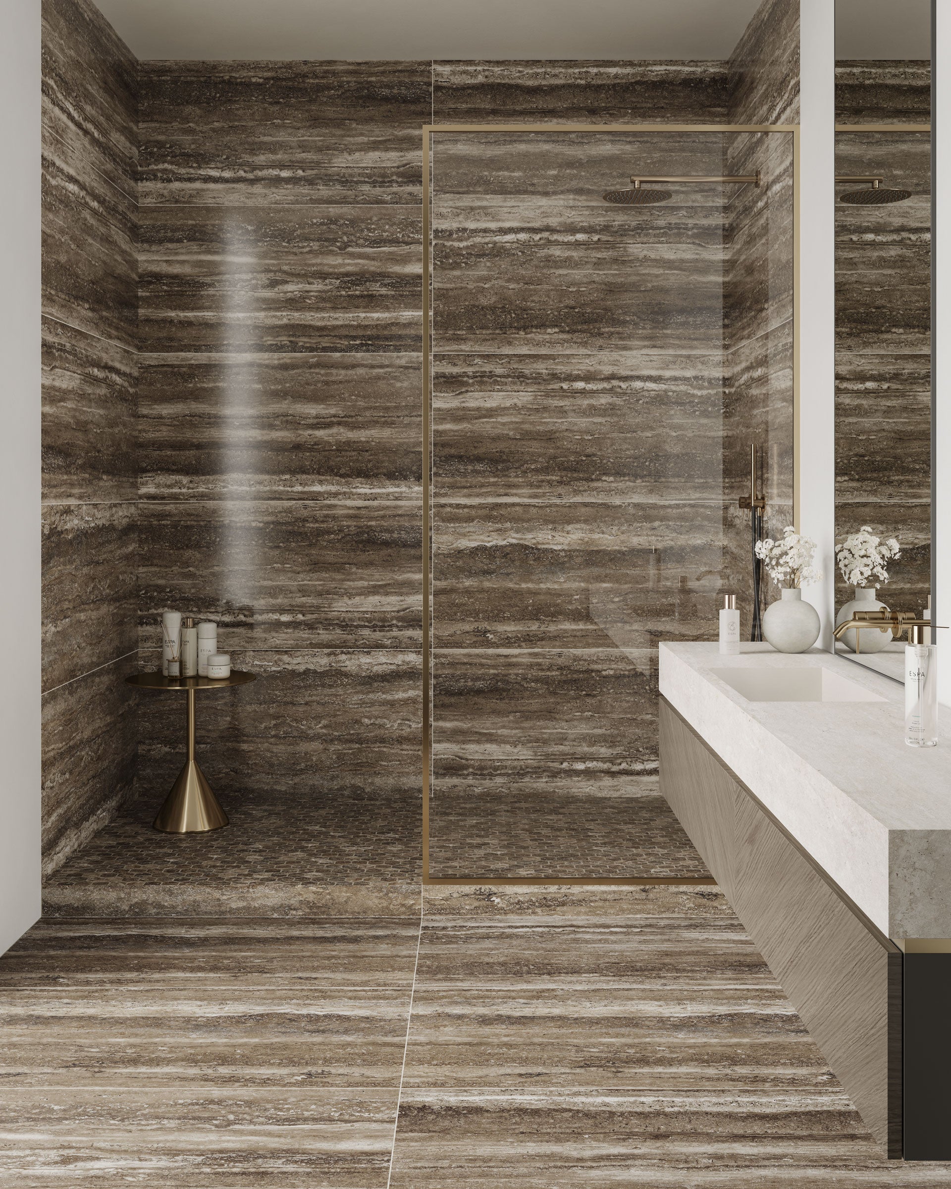 Travertine 24x48 Matte Porcelain Tile in Titanium