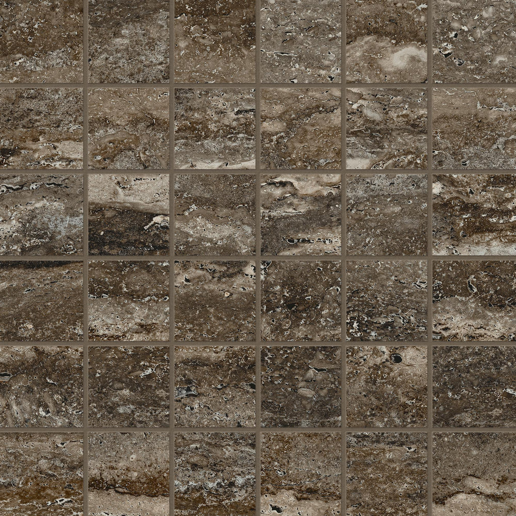 Travertine 2x2 Polished Porcelain Mesh Mosaic Tile in Titanium – MILE®stone