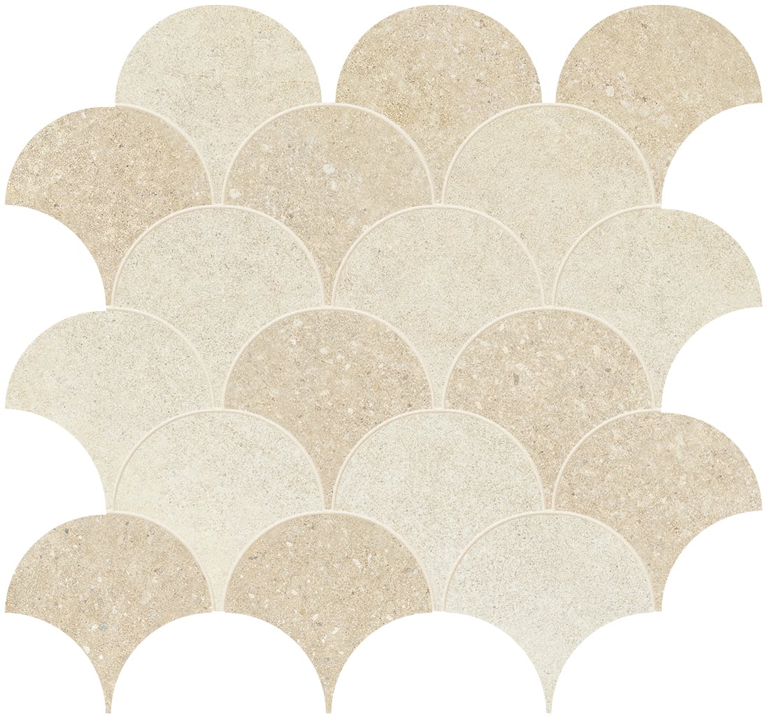Tycoon 13.7x14.5 Matte Porcelain Wave Mosaic Tile in Beige Mix