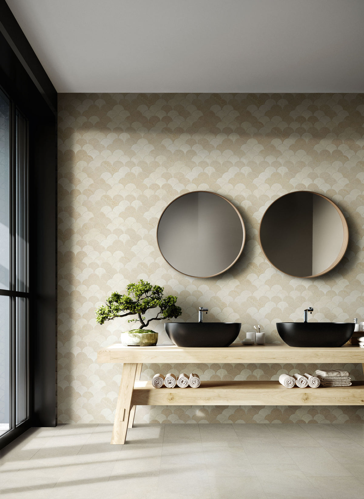 Tycoon 13.7x14.5 Matte Porcelain Wave Mosaic Tile in Beige Mix