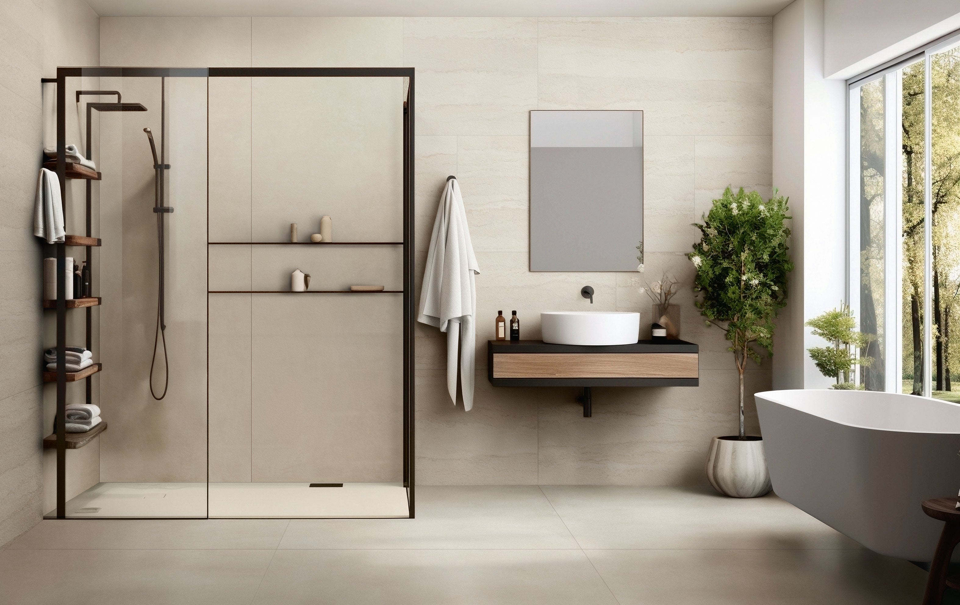 Imprint 24x48 Matte Porcelain Tile in Strata Kaolin