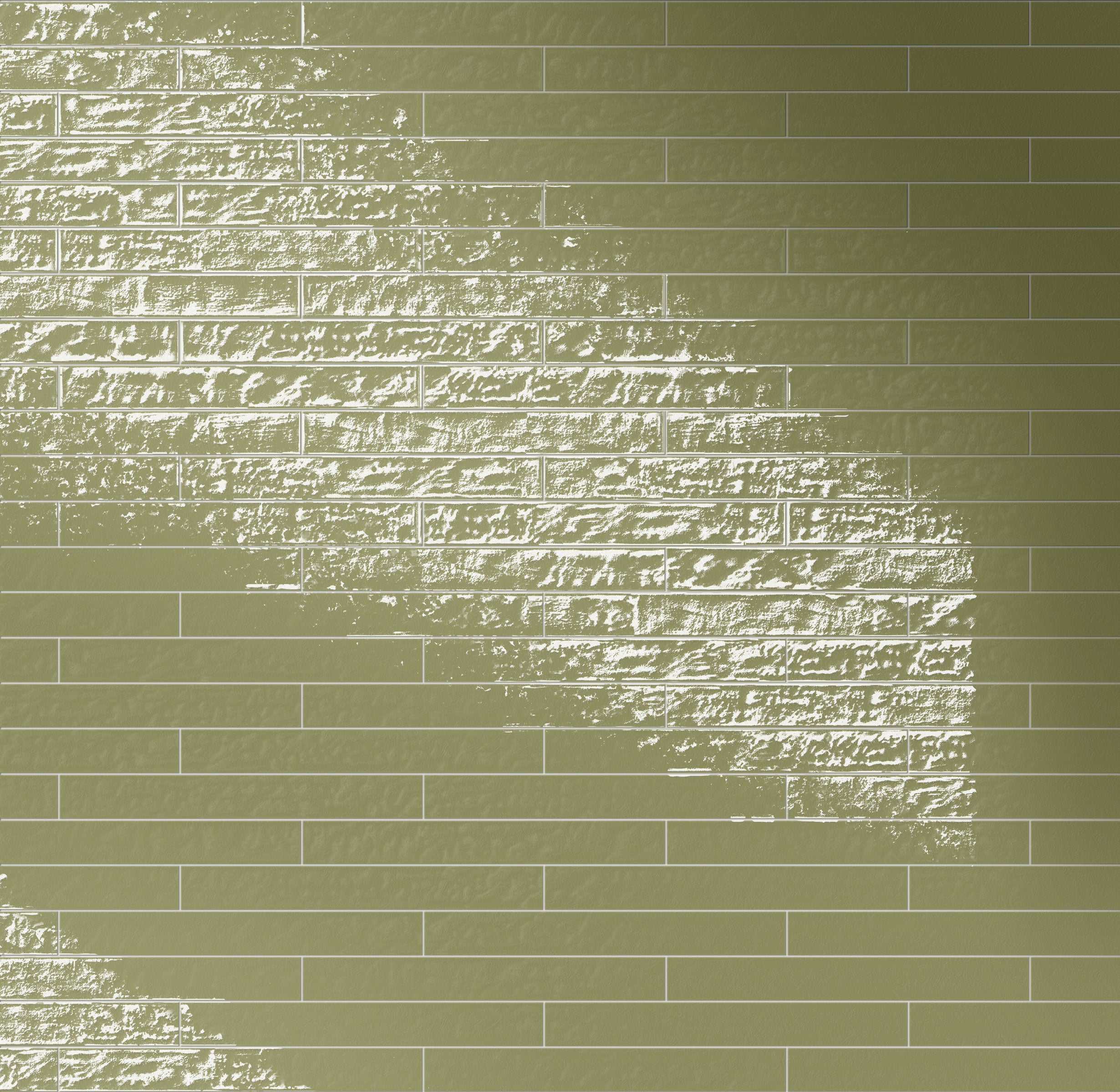 Playful 3x24 Glossy Porcelain Tile in Olive