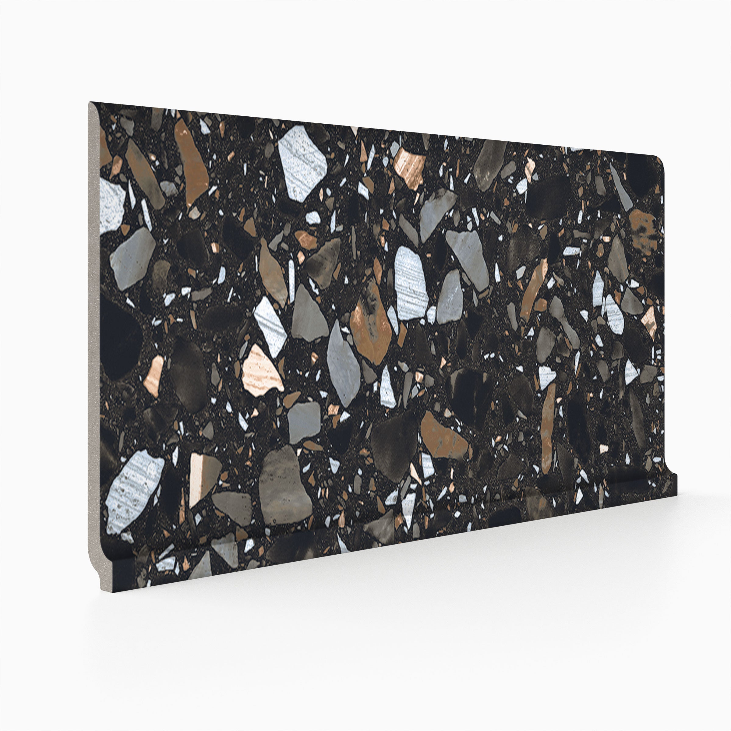 Terrazzo Allure™ 6x12 Matte Porcelain Cove Base Tile in Constellation