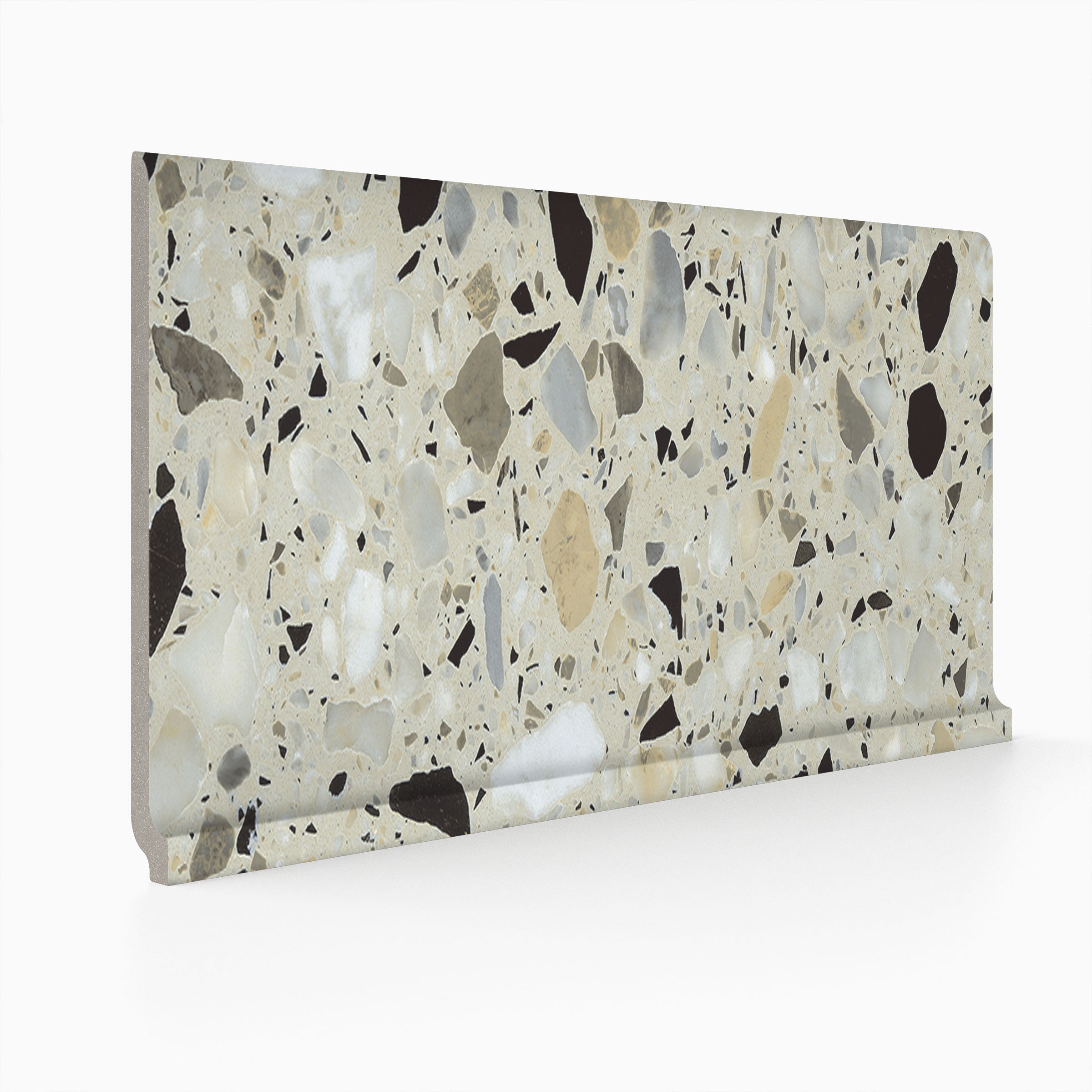 Terrazzo Allure™ 6x12 Matte Porcelain Cove Base Tile in Mesquite