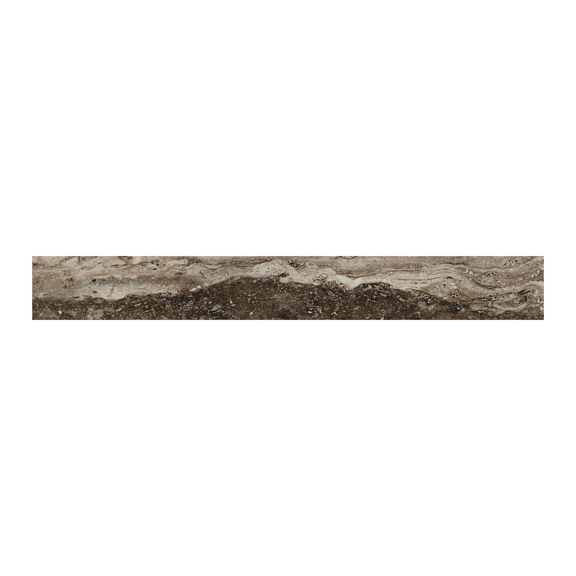 Travertine 3x24 Matte Porcelain Bullnose Tile in Titanium