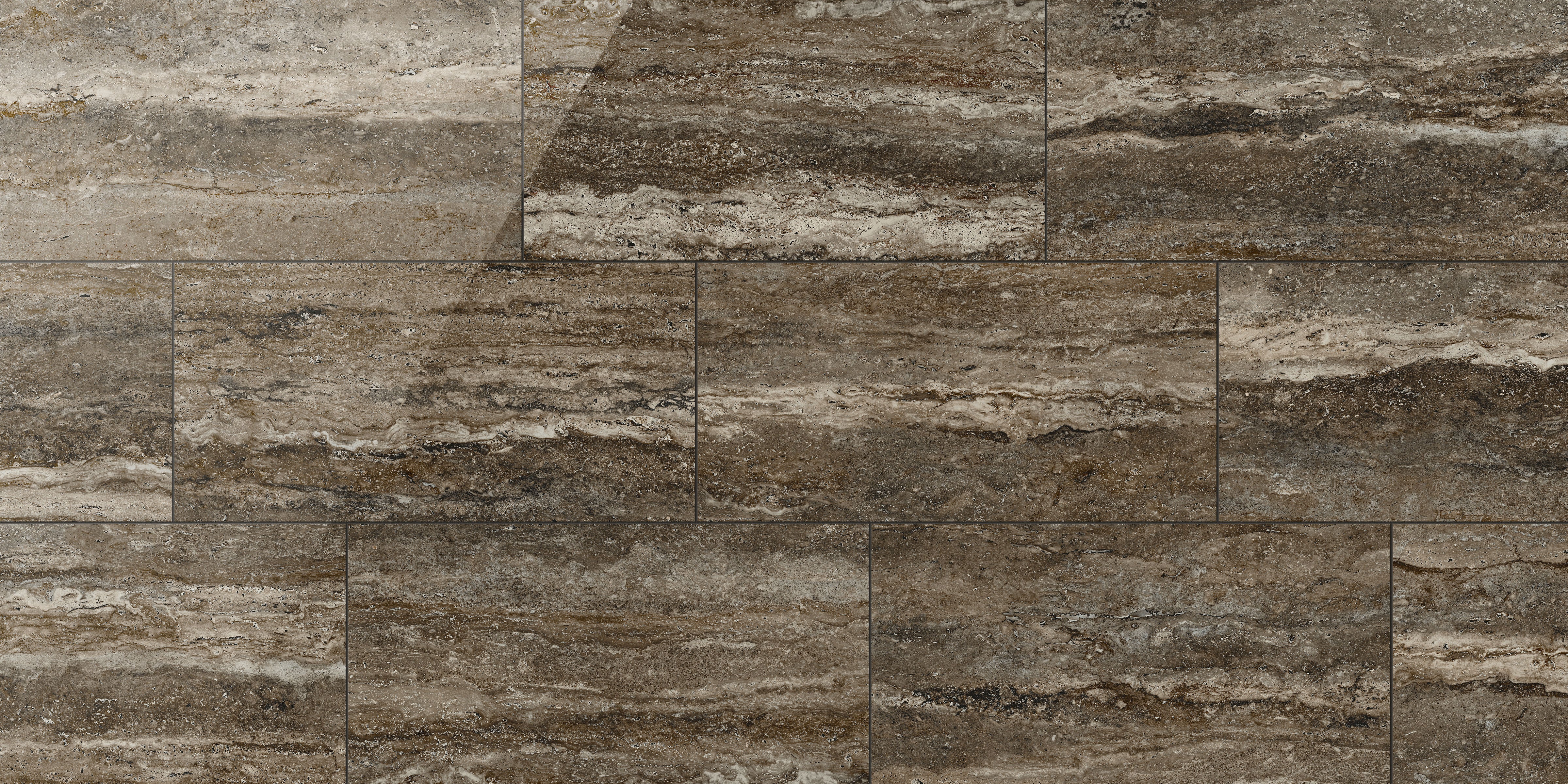 Travertine 12x24 Polished Porcelain Tile in Titanium