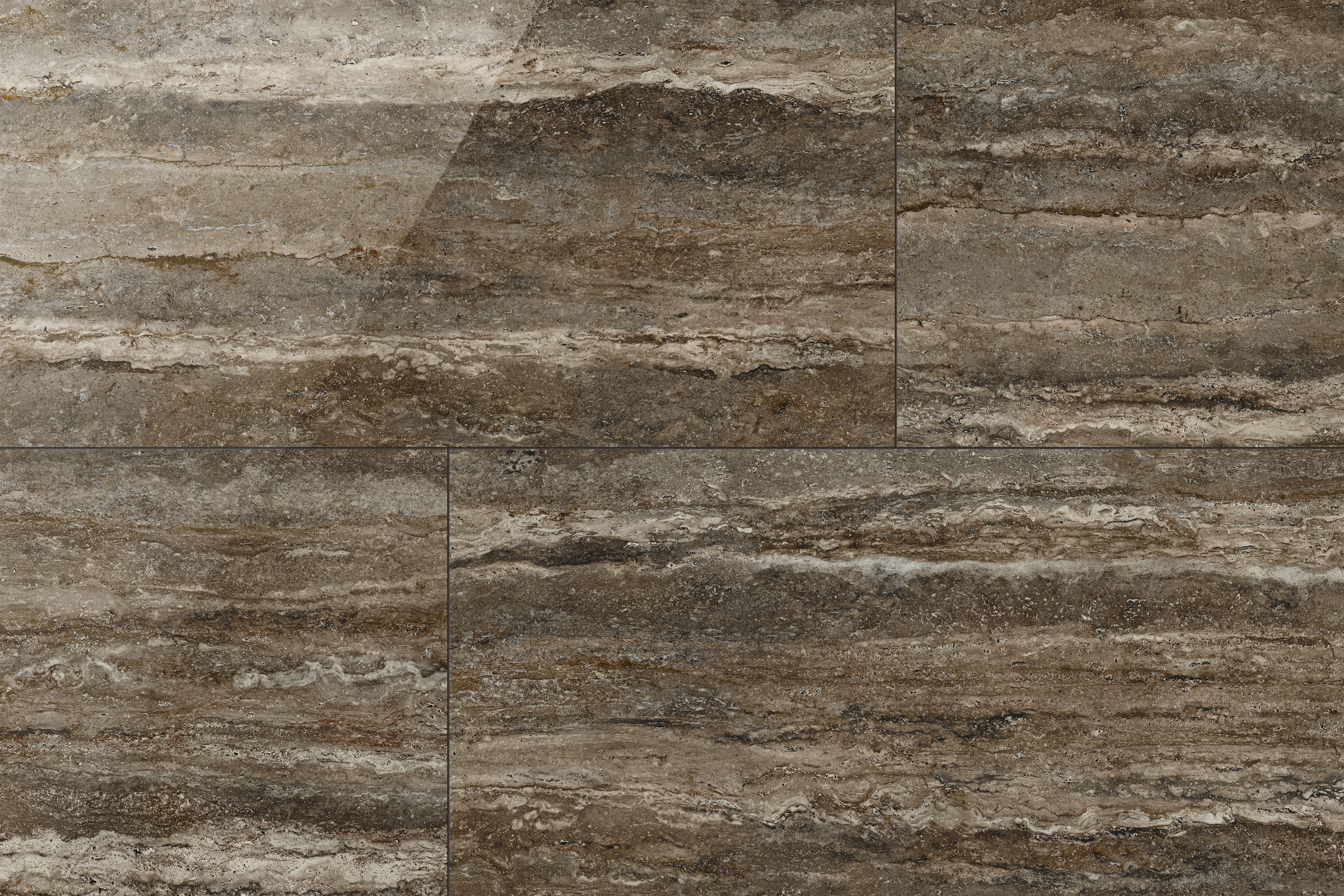 Travertine 24x48 Polished Porcelain Tile in Titanium
