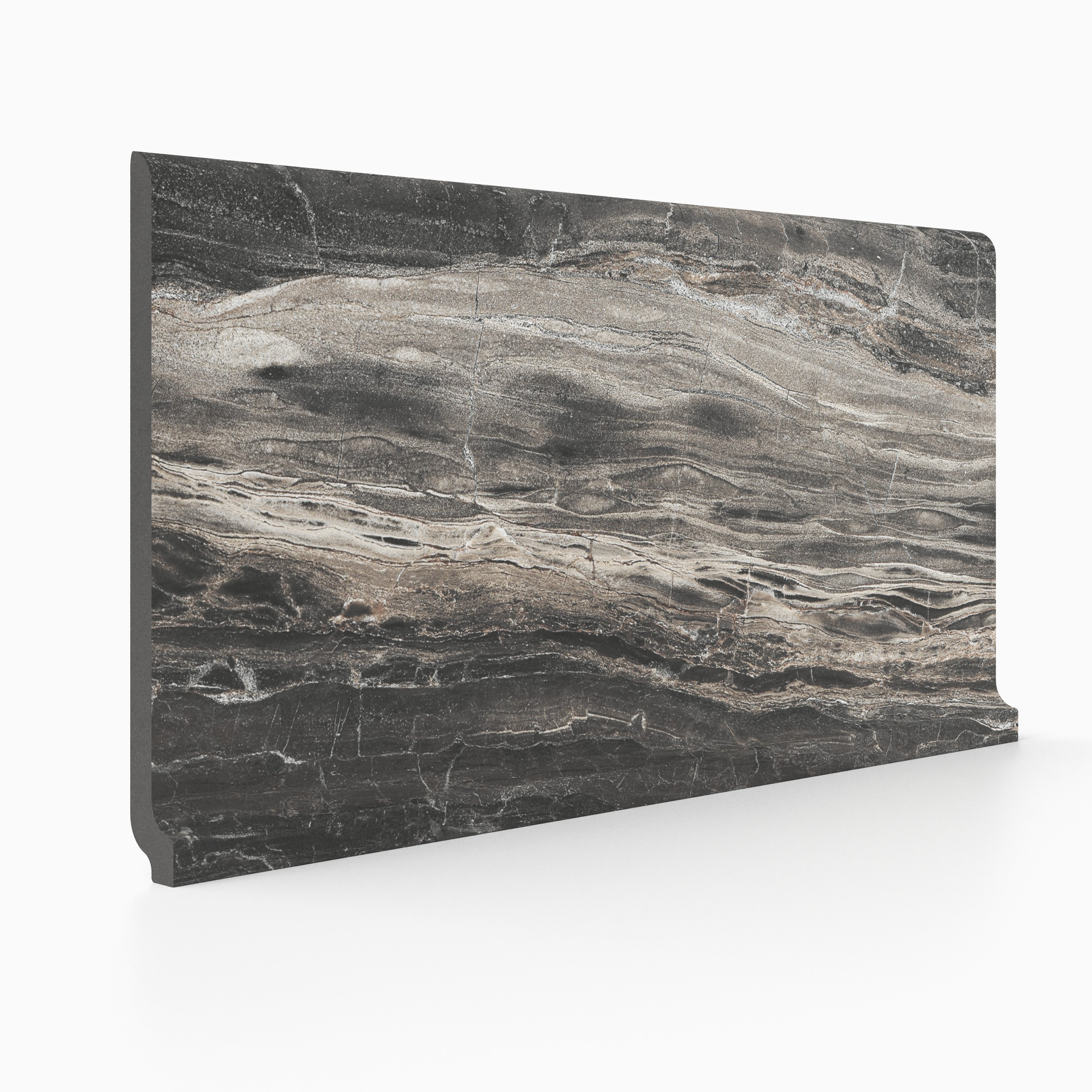 Breccia 6x12 Matte Porcelain Cove Base Tile in Noir